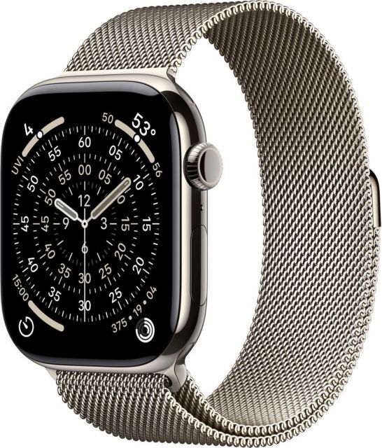 Apple Watch Series 11 GPS + Cellular 42mm Natural Titanium Case with Natural Milanese Loop